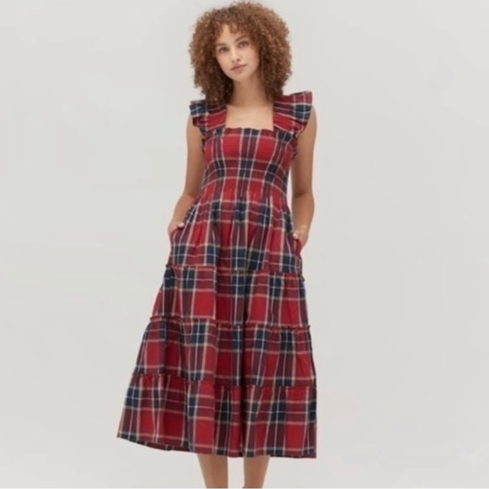 Hill House Home Ellie Nap Dress in Red Tartan Plaid, Size M